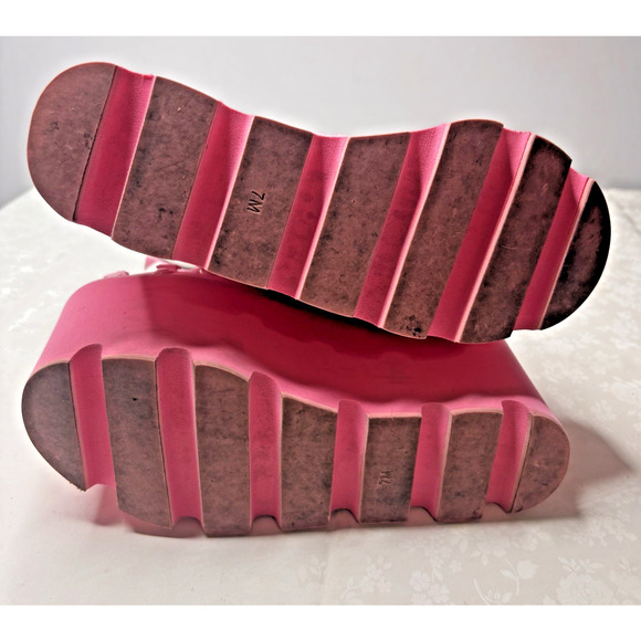 Sugar Thrillz Pink Platform Boots Size 7M Y2K Goth Rave Chunky Wedge Lace Up - Picture 11 of 14